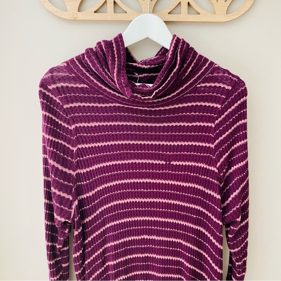 Free People Long Sleeve Stripe Top Purple Sz Small - Picture 2 of 9